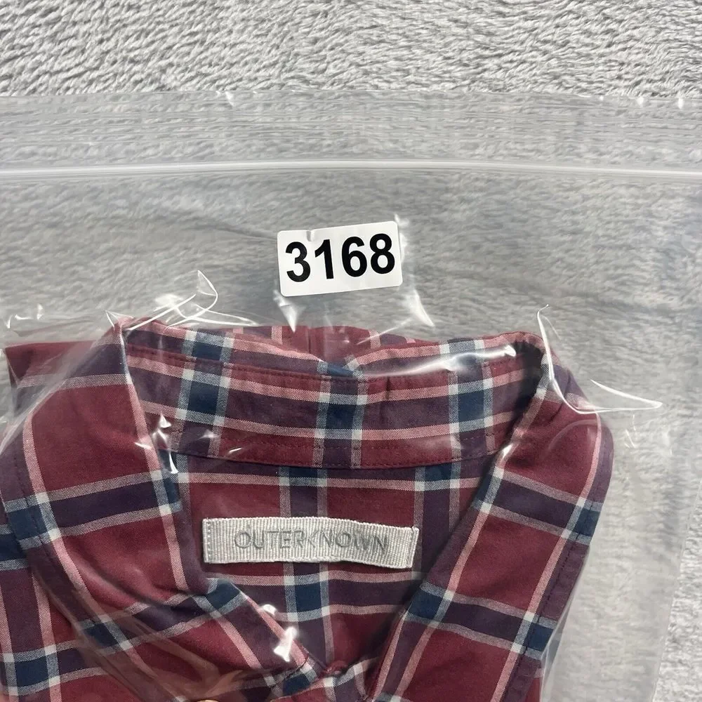 Outerknown Men's Small Red‎ Plaid Long Sleeve Casual Button Up Shirt